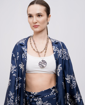 Max Mara Weekend Серебристые бусы TEVERE с кристаллами TEVERE