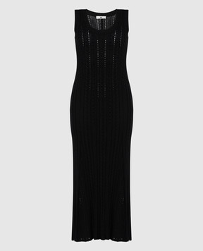 Twinset Чорна сукня з фактурним візерунком з логотипом 241LL37BB