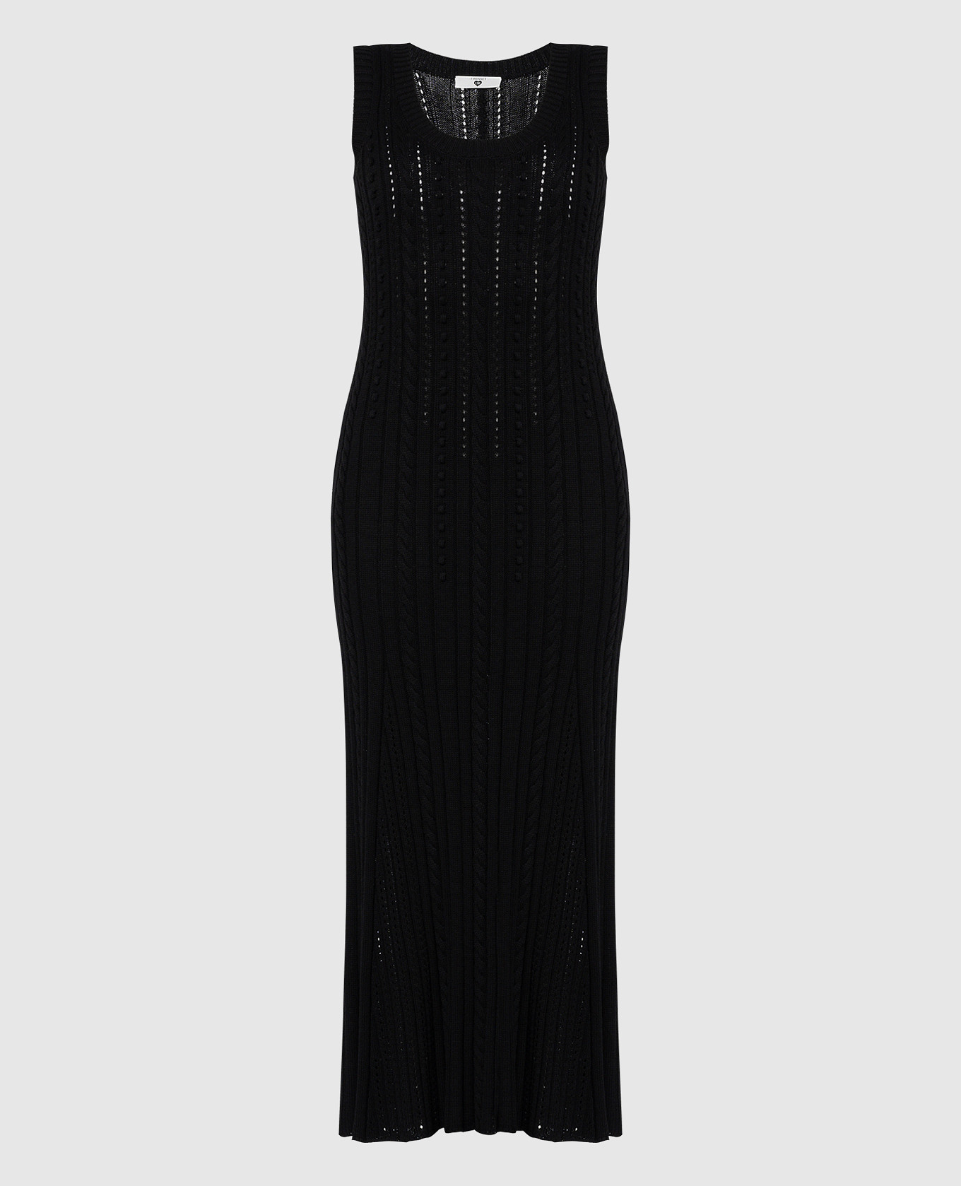 Black dress with textured pattern with logo