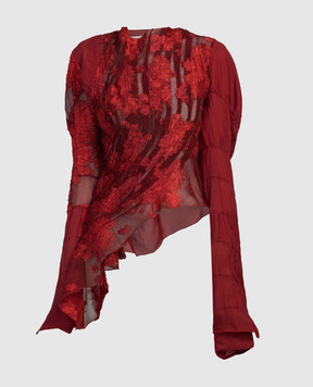 Marc Le Bihan Червона блуза з шовком з мереживом 26858