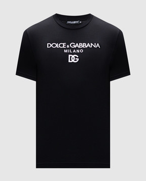 Dolce&Gabbana Чорна футболка з контрастним логотипом G8PD7ZG7B9X
