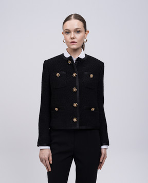 Dolce&Gabbana Чорний твідовий жакет з вовни та шовку F27DAZFU3JL