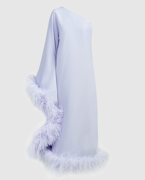 Taller Marmo Фиолетовое асимметричное платье Balear с перьями страуса SS2415