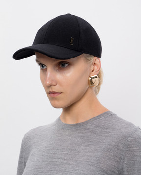 Saint Laurent Чорна кепка з вовни 7065373YS16w
