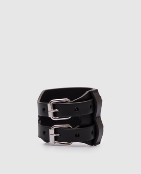 Maison Margiela MM6 Чорний шкіряний браслет SA6UY0001P8338