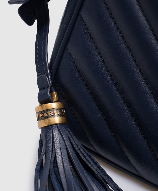 Saint Laurent Синяя кожаная сумка кросс-боди LOU с металлическим логотипом YSL 761554DV707 изображение 4