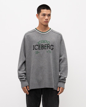 Iceberg Сірий светр з вовною з логотипа A0187469