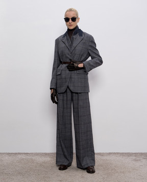 Brunello Cucinelli Коричневий гольф з кашеміру з ланцюжком моніль M12150103P
