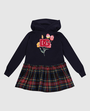 Dolce&Gabbana Дитяча синя сукня з квитковим принтом та логотипом L5JD8YG7NMK812+