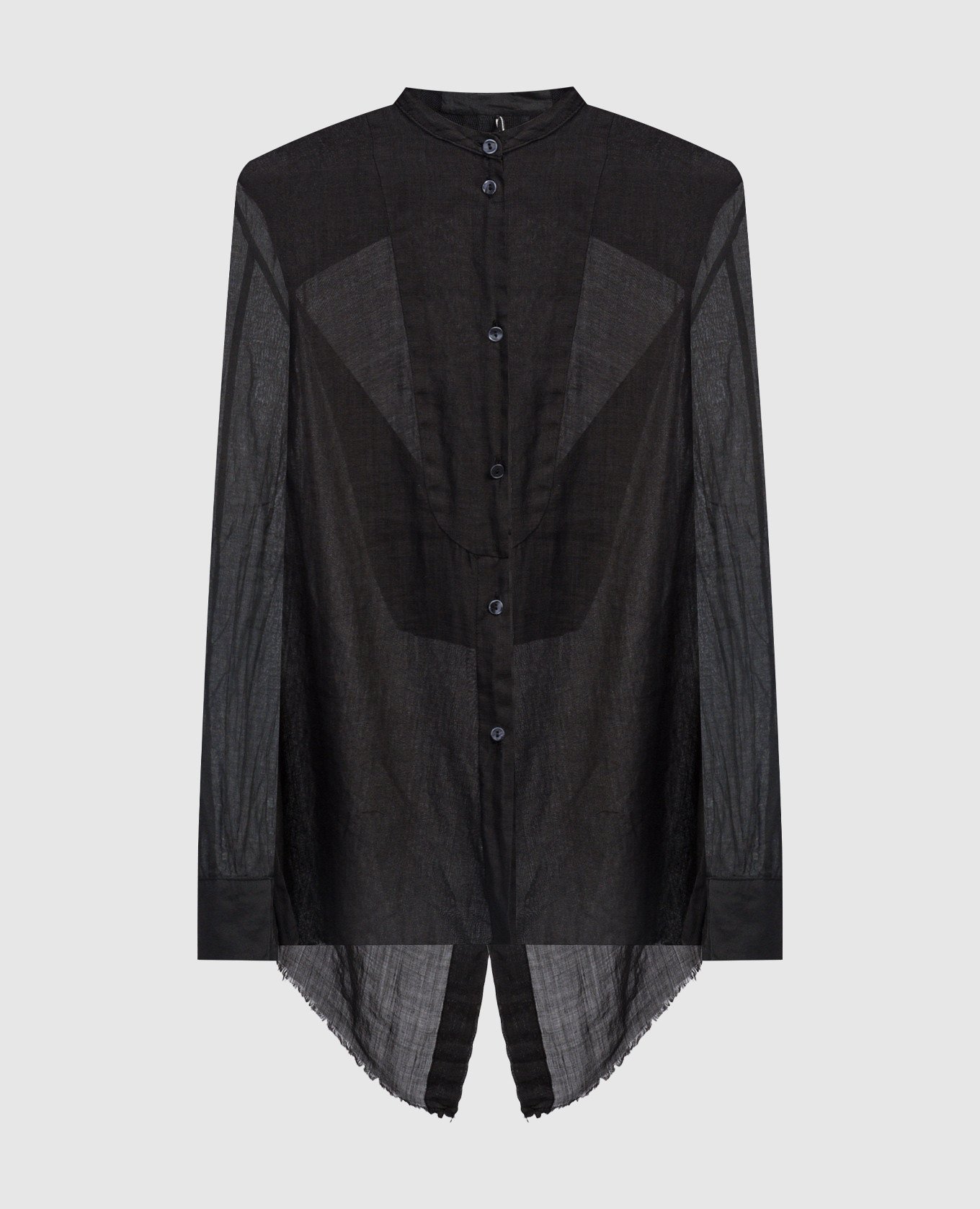 Black blouse with raw edges
