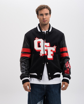 Off-White Черный комбинированный бомбер Dices OMJA122W24LEA001