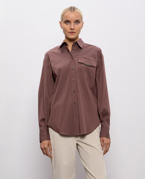 Brunello Cucinelli Коричнева сорочка з ланцюжком моніль M0091MY516