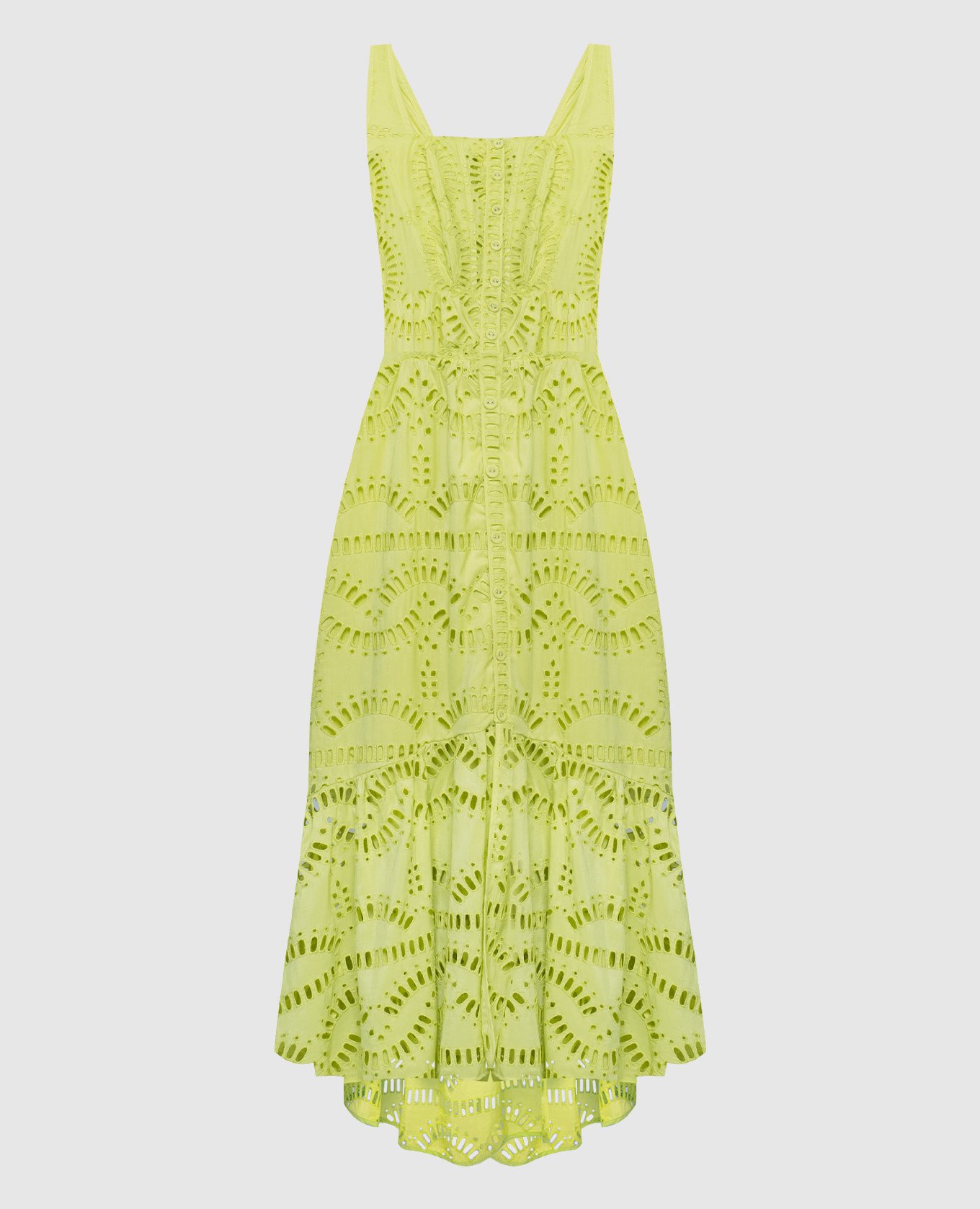 Nyssi yellow shirt dress with broderie embroidery
