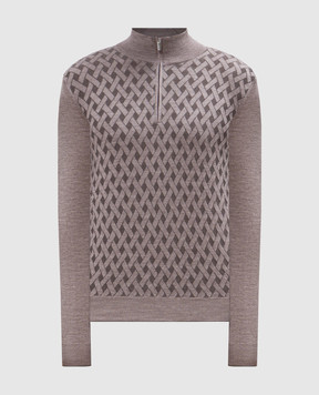 Bertolo Cashmere Бежевый джемпер с шерстью и шелком в тканом узоре. 902052001839