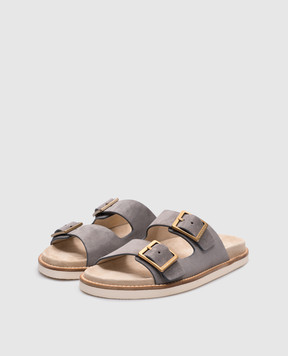 Brunello Cucinelli Серые замшевые шлепанцы Urban MZUSILY235