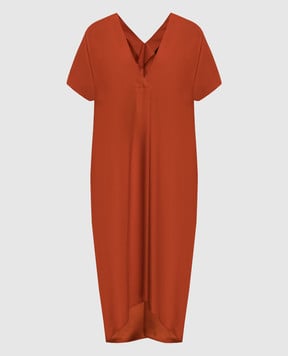 Simonetta Ravizza Оранжевое платье SIMETO из шелка с поясом SIMETOCUMINO