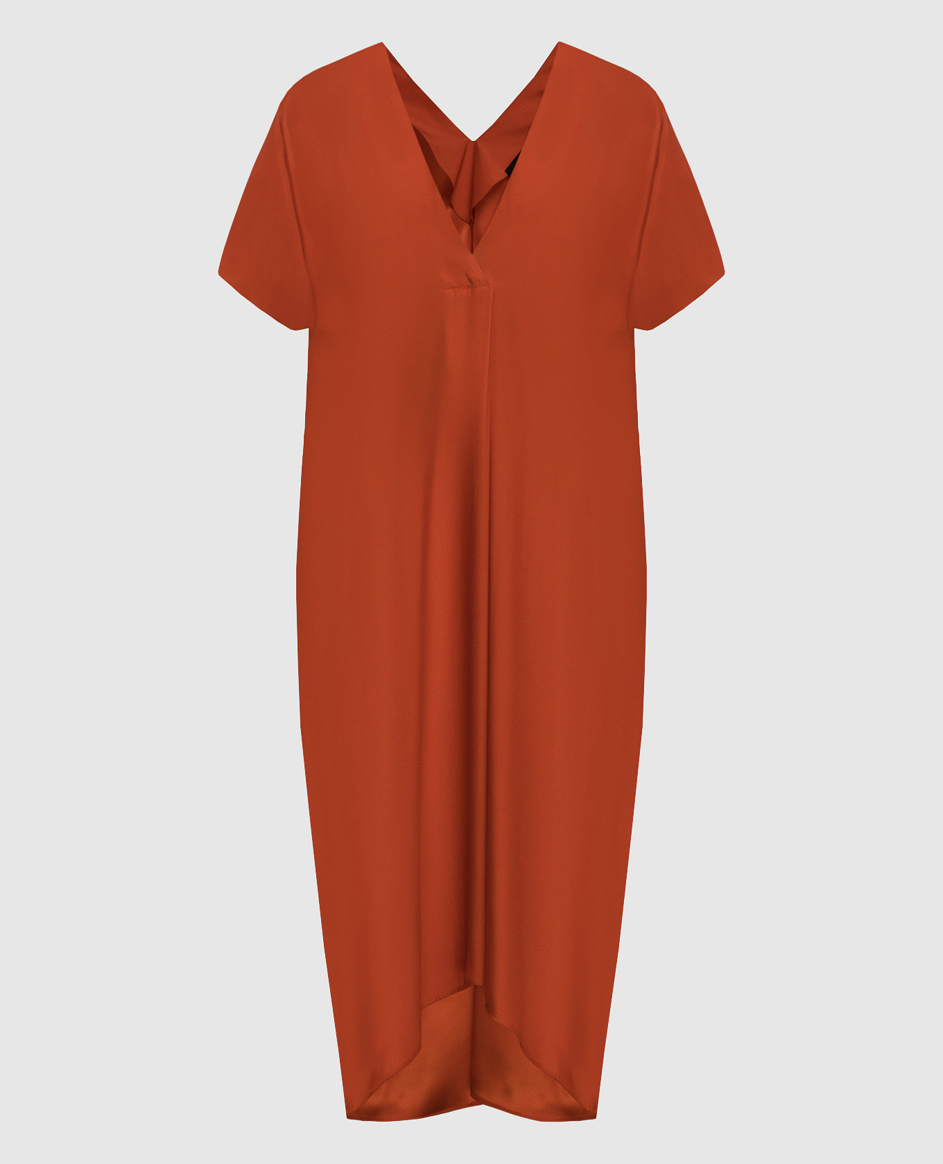 Оранжевое платье SIMETO из шелка с поясом