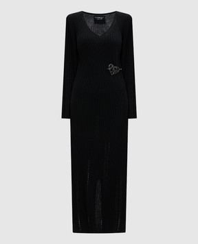 Twinset Чорна сукня з вовною в рубчик 242TP3440