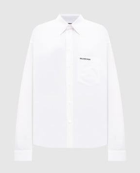 Balenciaga Белая рубашка с вышивкой логотипа 783793TRM28