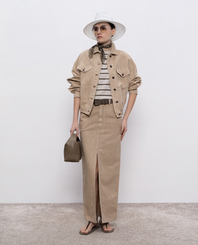 Brunello Cucinelli Бежева спідниця Chino з льоном ML996G3822
