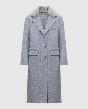 Ermanno Scervino Сіре пальто з вовною з хутром норки D456D333VILVW