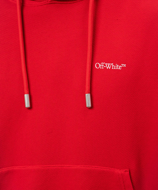 Off-White Красные худи с принтом логотипа OMBB118F24FLE006 изображение 5