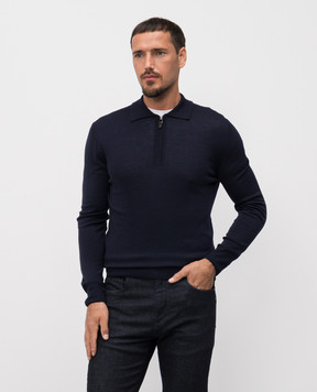Canali Синє поло з вовни MK01149C0572