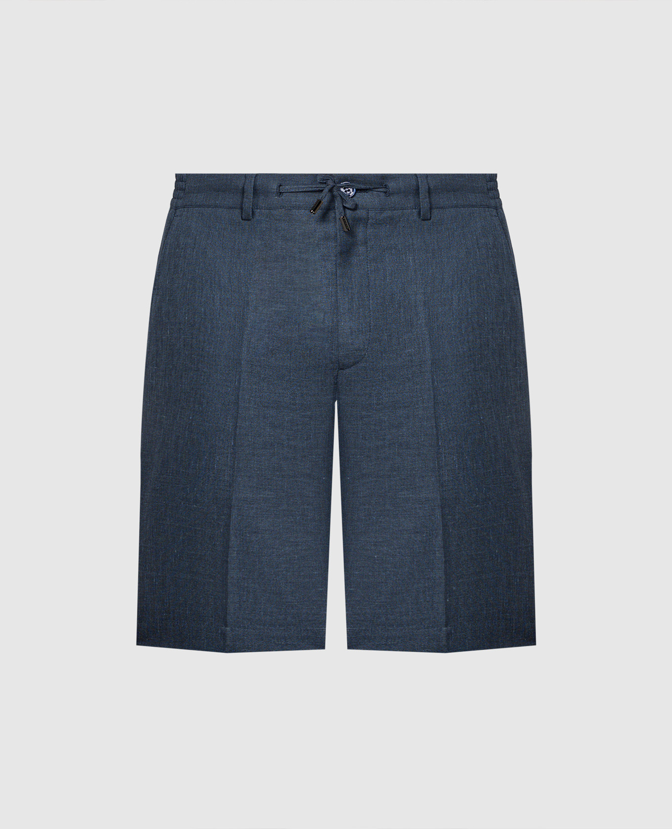 Blue logo shorts in linen, wool and silk