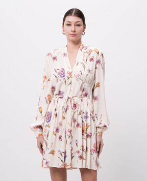 Twinset Белое платье мини в цветочный принт 251TP2773
