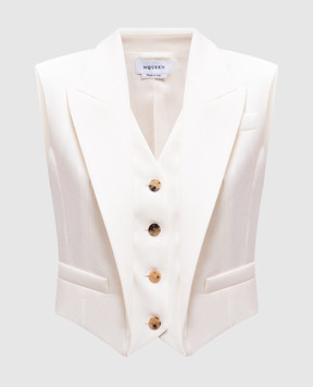 Alexander McQueen Бежевый жилет из шерсти 813293QJADK