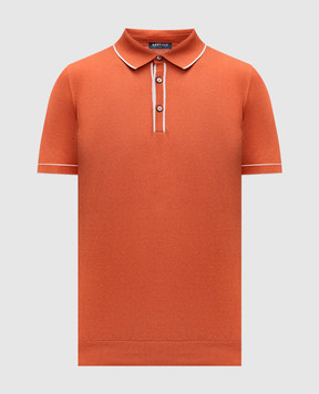 Bertolo Cashmere Оранжевое поло с шелком с контрастным окантованием 902421002470