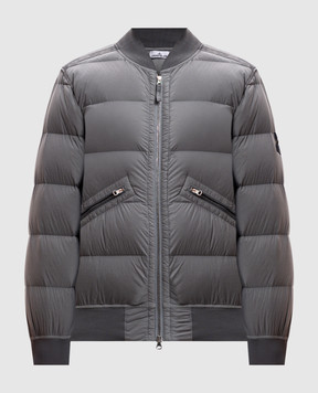 Stone Island Серый пуховый бомбер со съемным патчем логотипа 811540228