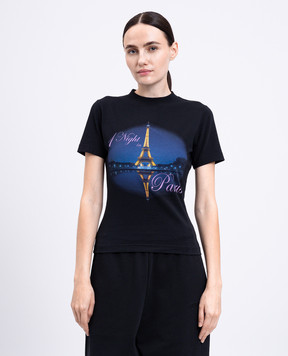 Vetements Чорна футболка з брендовим принтом WH76TR430B