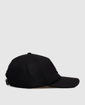Moncler Черная кепка с шерстью с монограммой логотипа K20913B000360U571