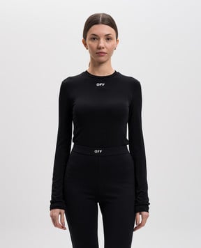 Off-White Черный лонгслив с логотипом OWAD136C99JER004