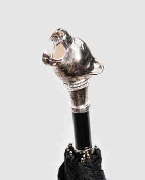 Pasotti Черный складной зонтик Panther с кристаллами Swarovski OMITUO64SRASO62771K1N