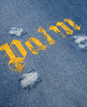 Palm Angels Дитячі сині джинси з проріхами та логотипом PBYB007F25DEN00112+