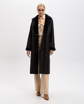 Babe Pay Pls Коричневая двусторонняя дубленка  2419MERINO