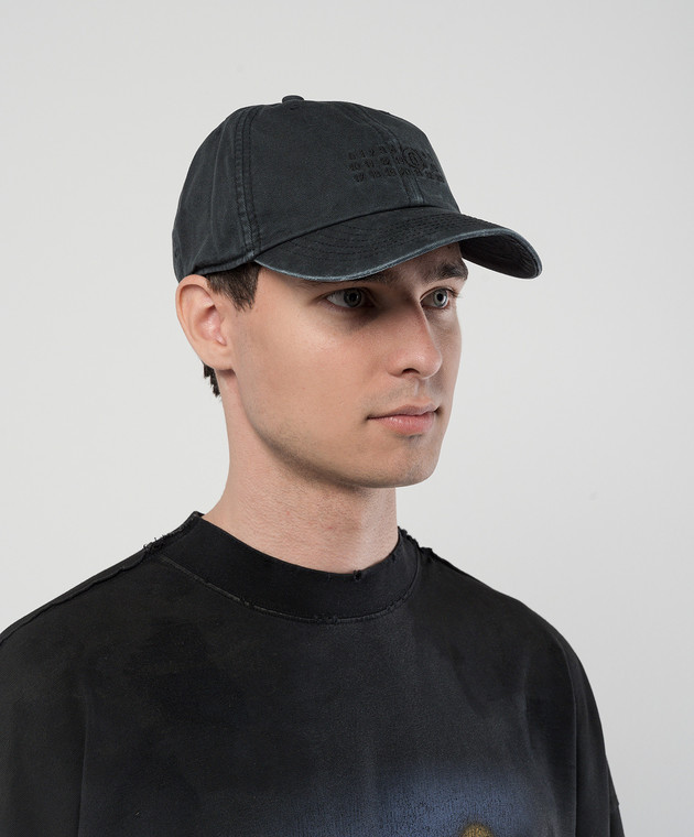 Maison Margiela MM6 - Graue Distressed-Cap mit Logo-Stickerei 