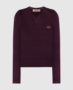 Twinset Фиолетовый пуловер в рубчик 252TP3241
