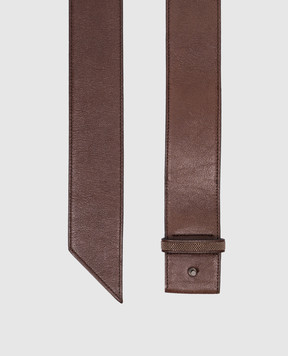 Brunello Cucinelli Коричневий шкіряний ремінь з ланцюжком моніль MA163A4629belt