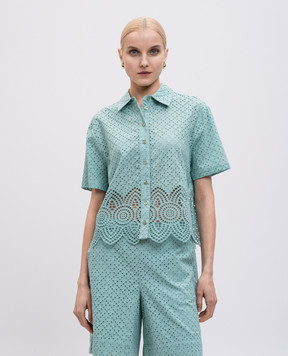 Twinset Зеленая блузка в вышивке бродере 251LM2VAA
