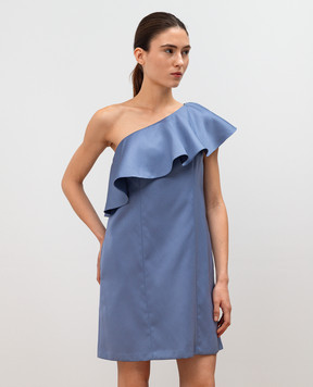 Zac Zac Posen Блакитна сукня на плече з воланом 05525329