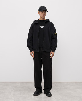Stone Island Чорна спортивна куртка з патчем логотипа K2S156100009S0A20