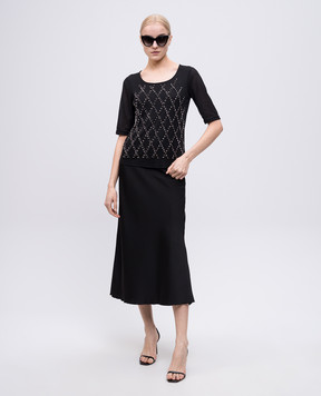 Twinset Чорний топ з намистинами та кристалами 251TP2711