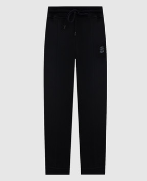 Brunello Cucinelli Черные брюки джогеры с кашемиром с логотипом логотип MM8313271G