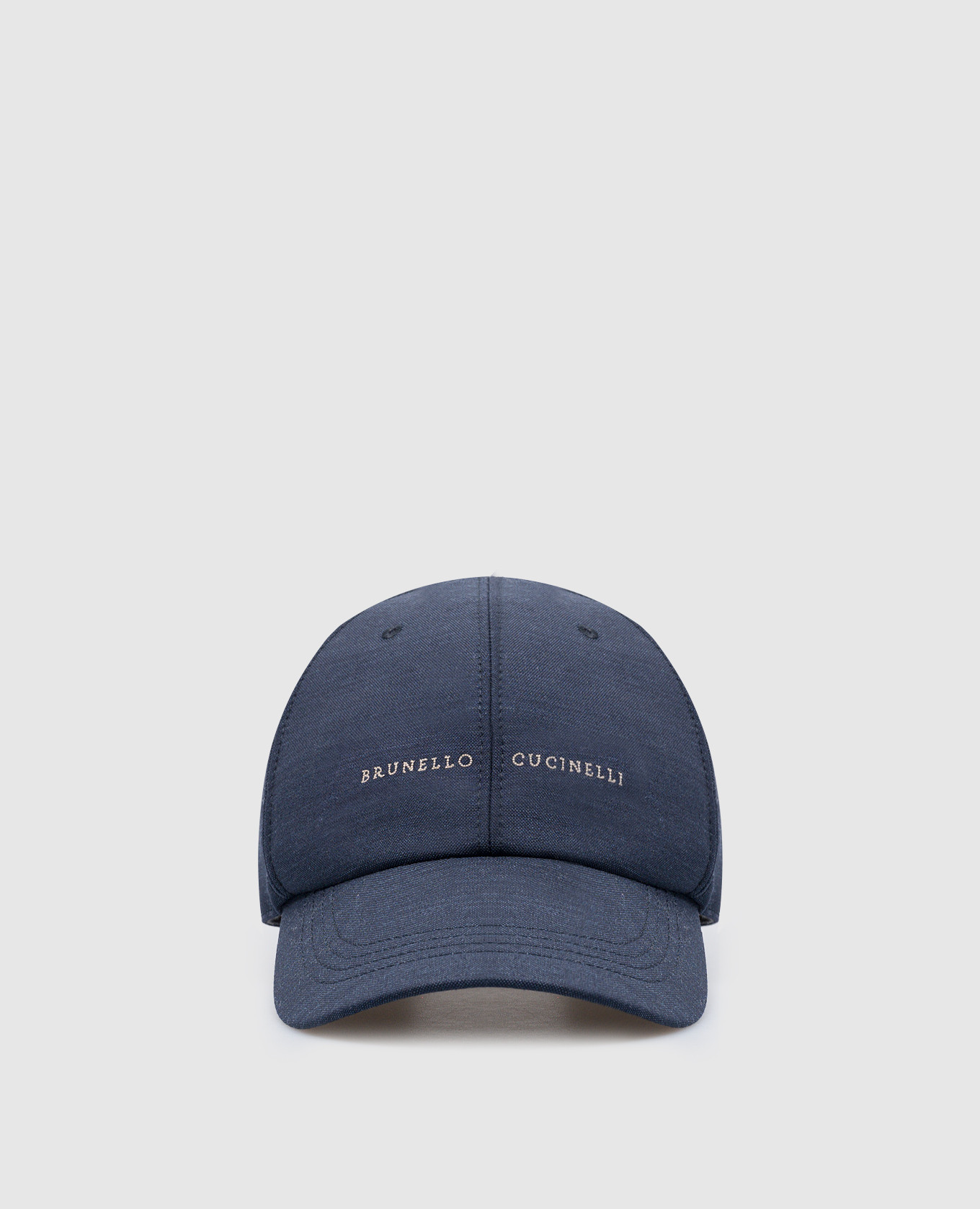 Blue wool cap with logo embroidery