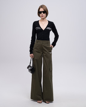Off-White Черный кардиган с логотипом OWHB04DS25KNI001