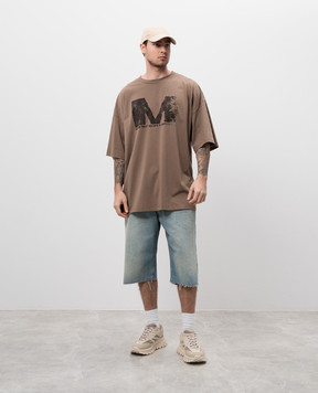 Maison Margiela MM6 Коричнева футболка з принтом SH0GC0048S24312