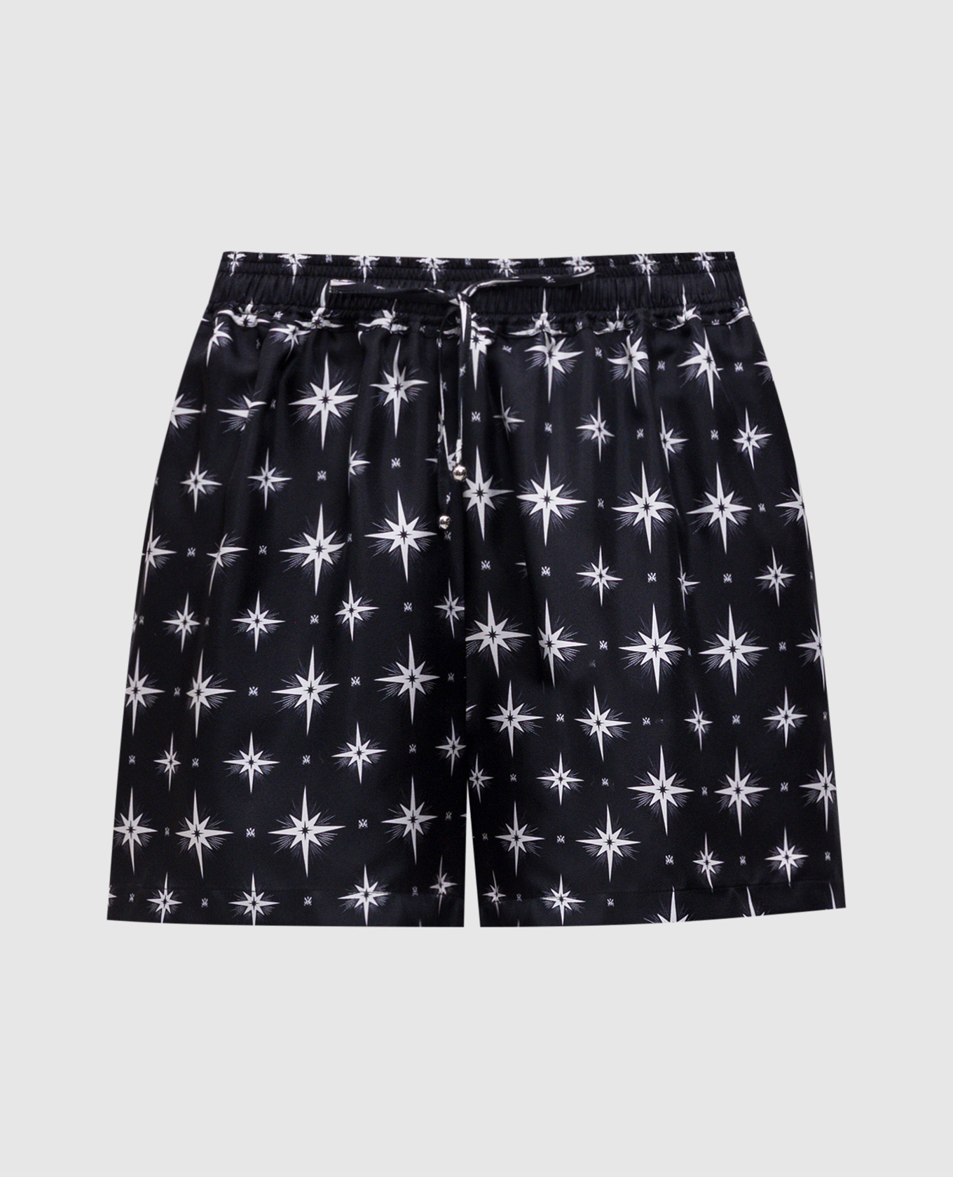 

Черные шорты из шелка в принт, Черный, Шорты